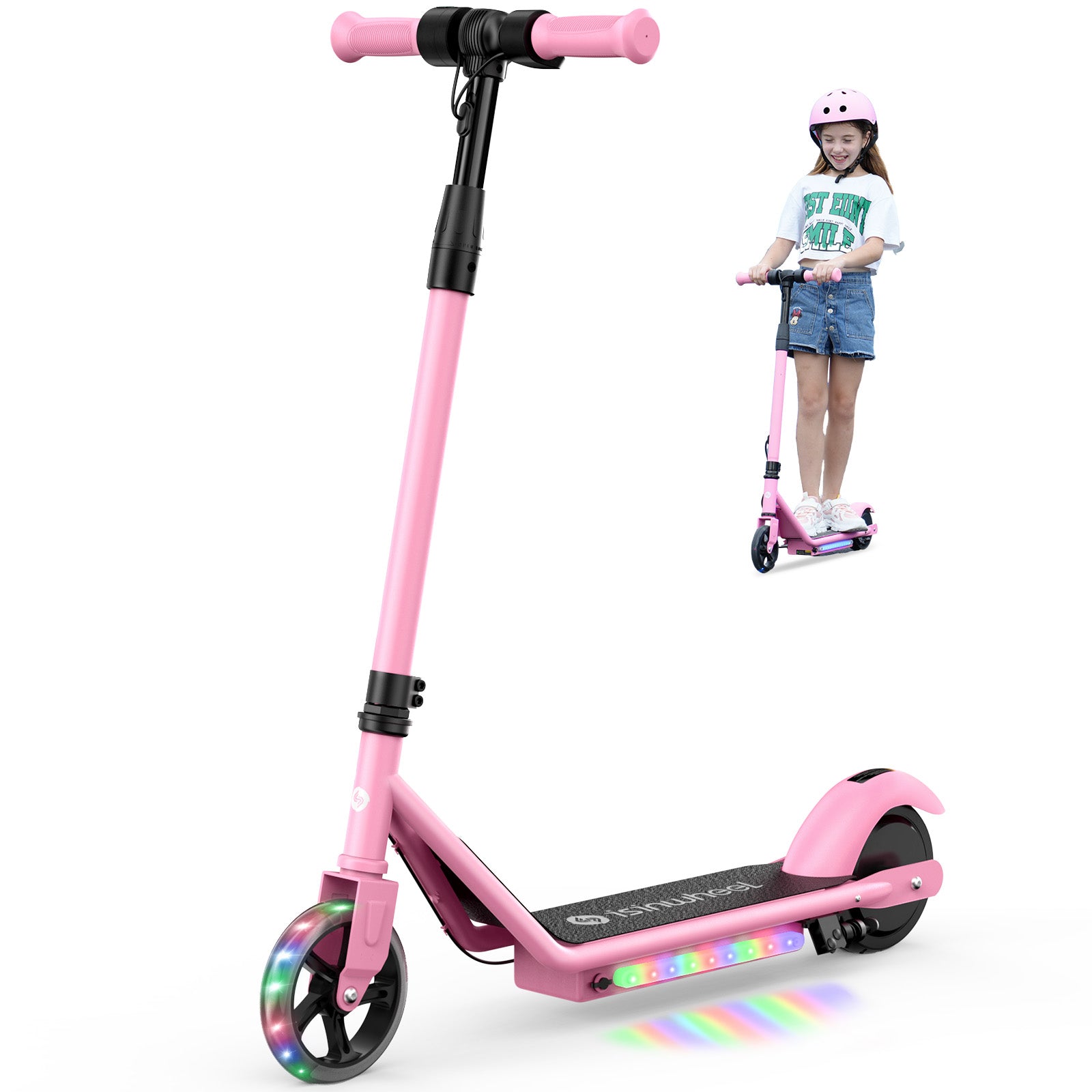 S2 Electric Scooter Colorful Lights Adjustable Speed and Height for Kids Ages 6-14