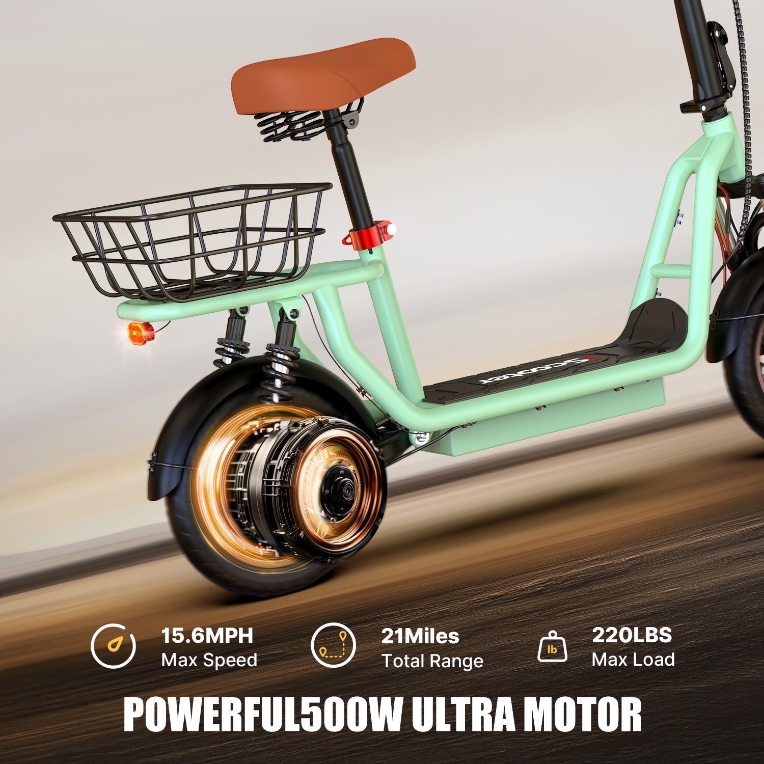 iScooter i12 Electric Scooter 500W With Big Seat