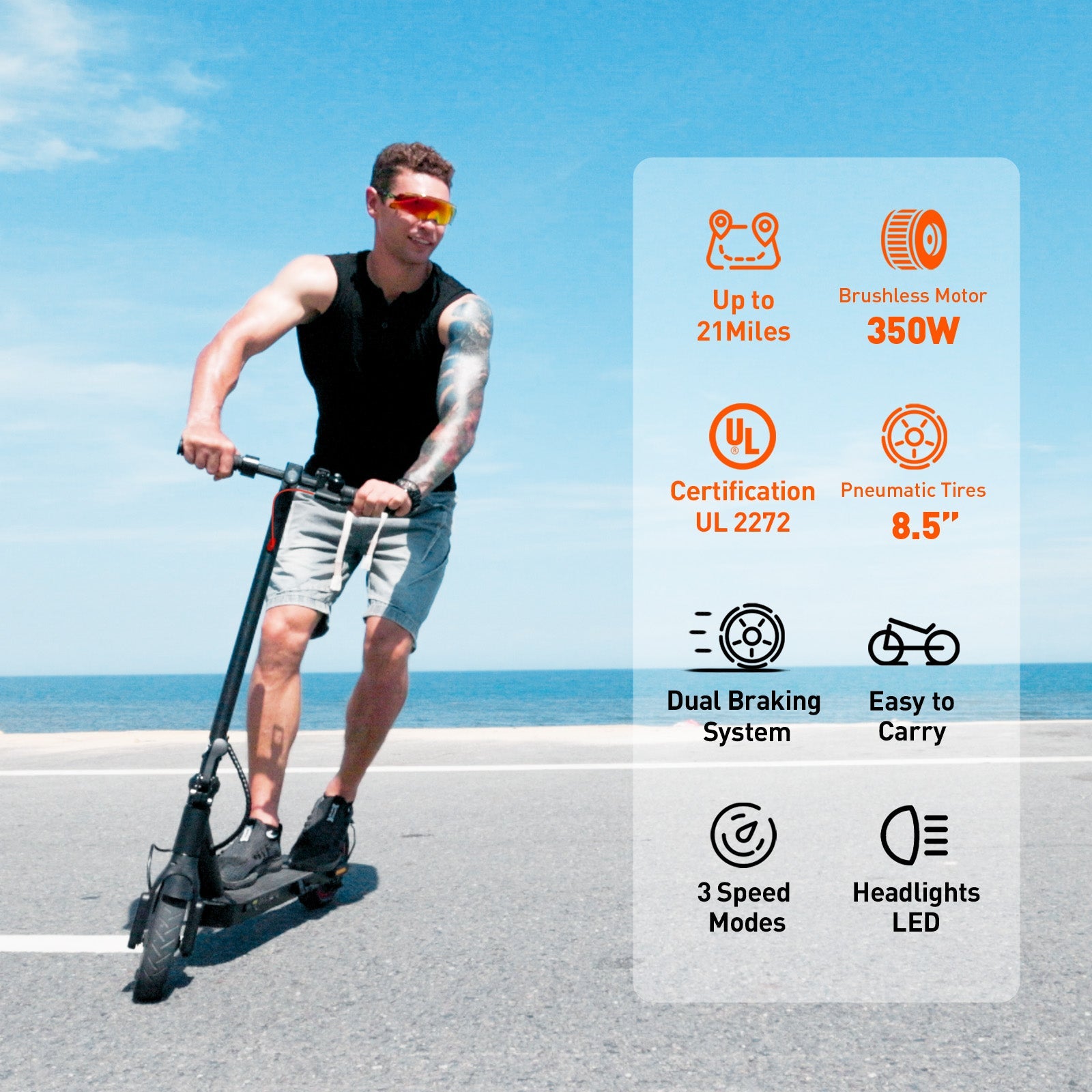 X3 Scooter elétrica para adultos, motor de 350 W, 30 km/h