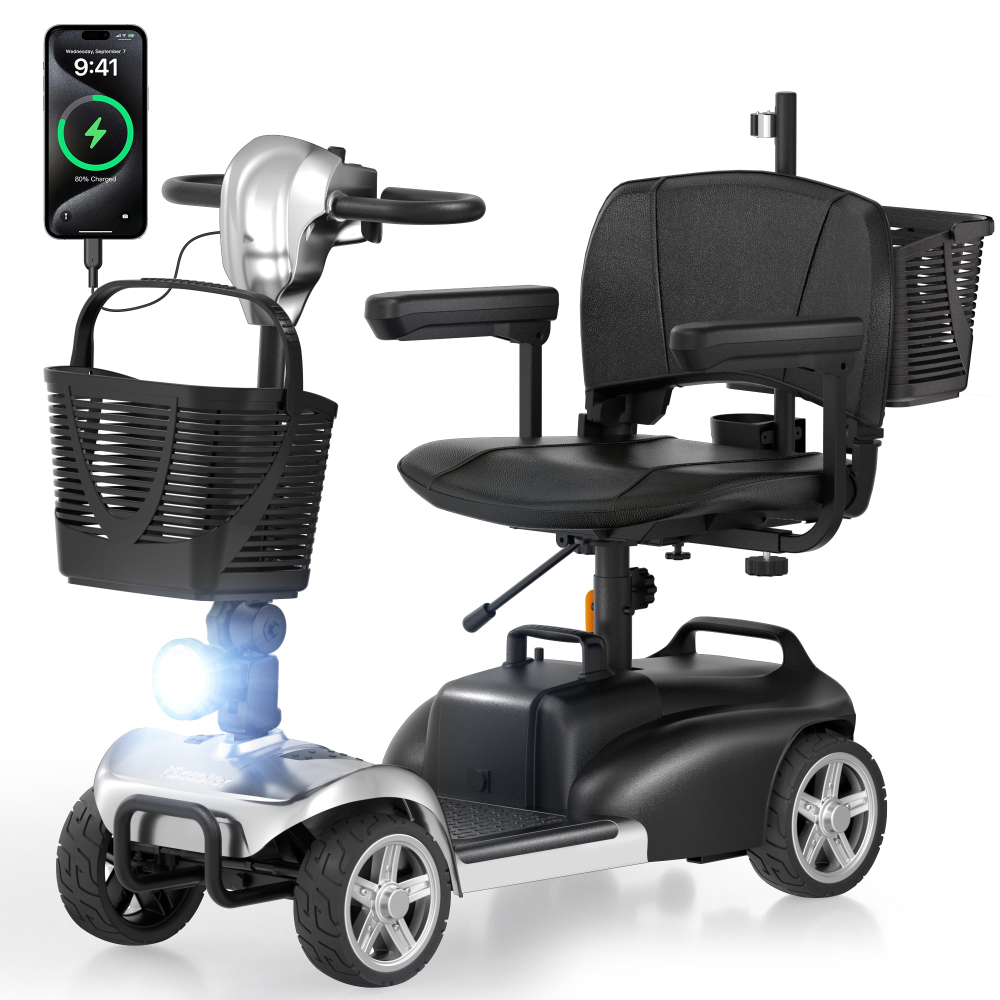 iScooter X02 4 Wheel Mobility Scooter with LED Headlight