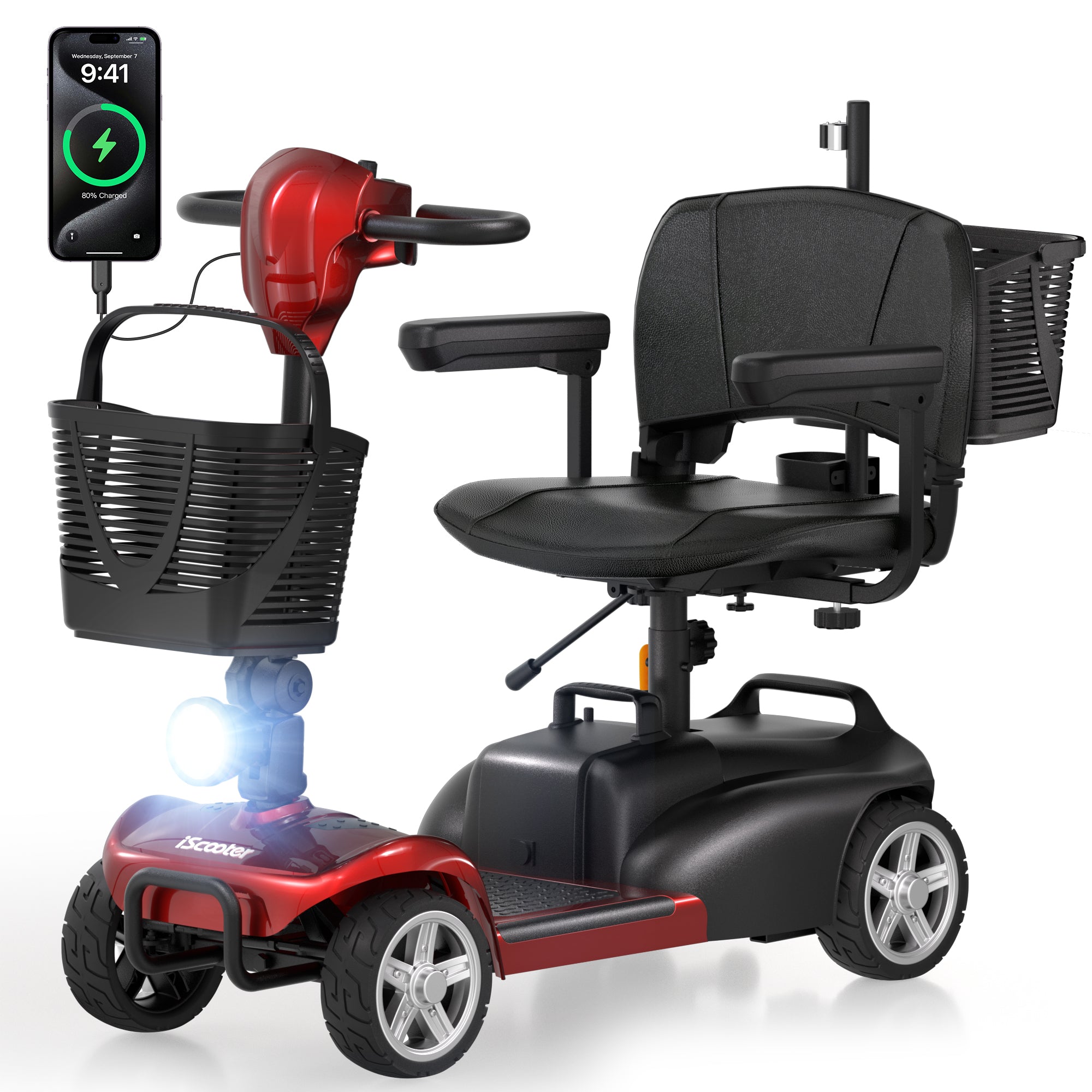 iScooter X02 4 Wheel Mobility Scooter with LED Headlight