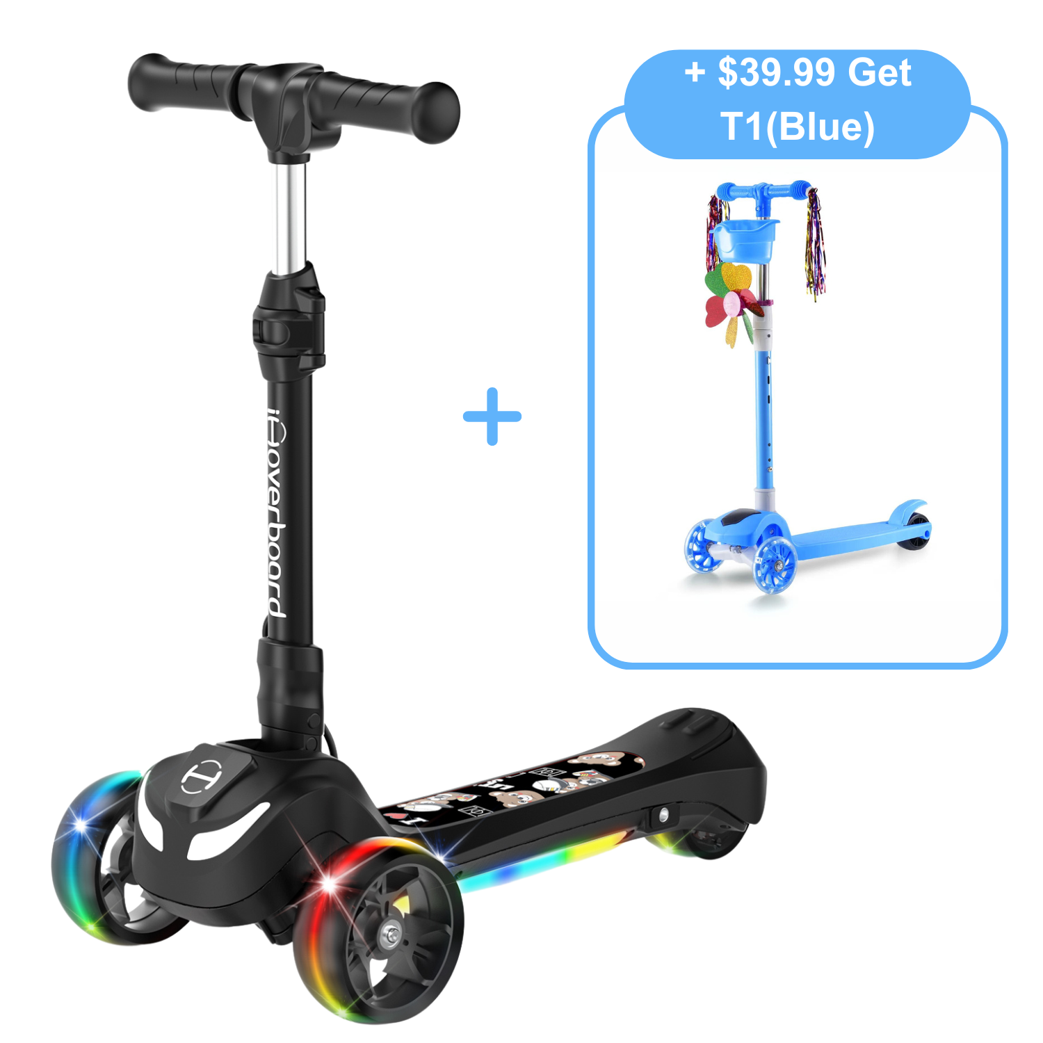 B1 3-Wheel Folding Kids Scooter LED Lighted PU Wheels