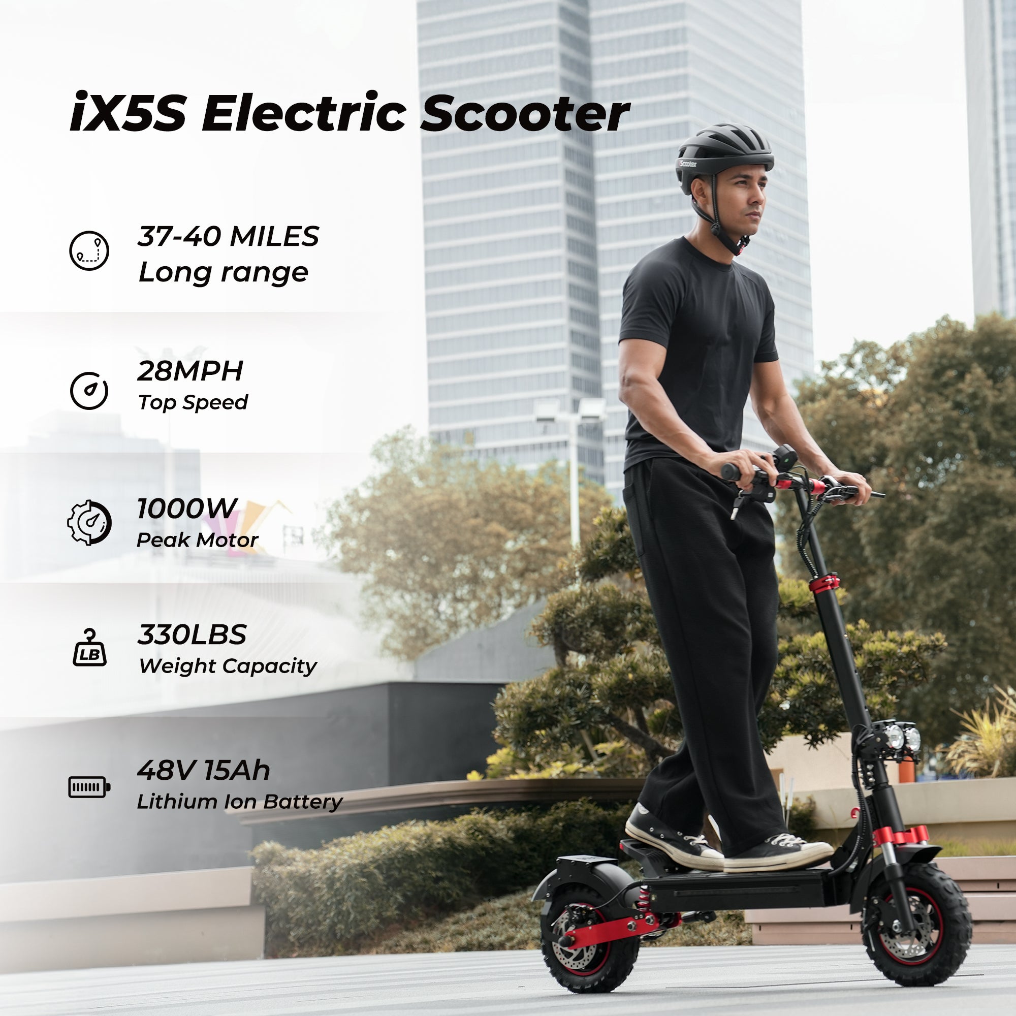 iScooter iX5S 1000W Electric Scooter 11" Off-Road Tires