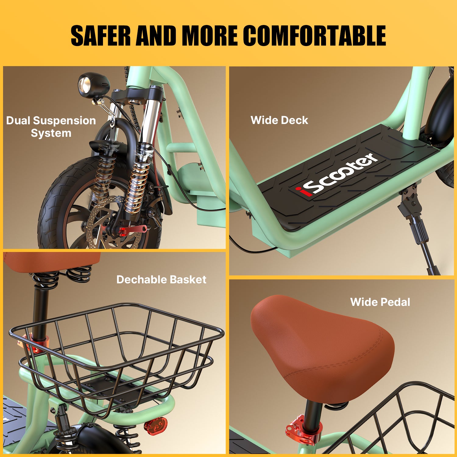 iScooter i12 Electric Scooter 500W With Big Seat