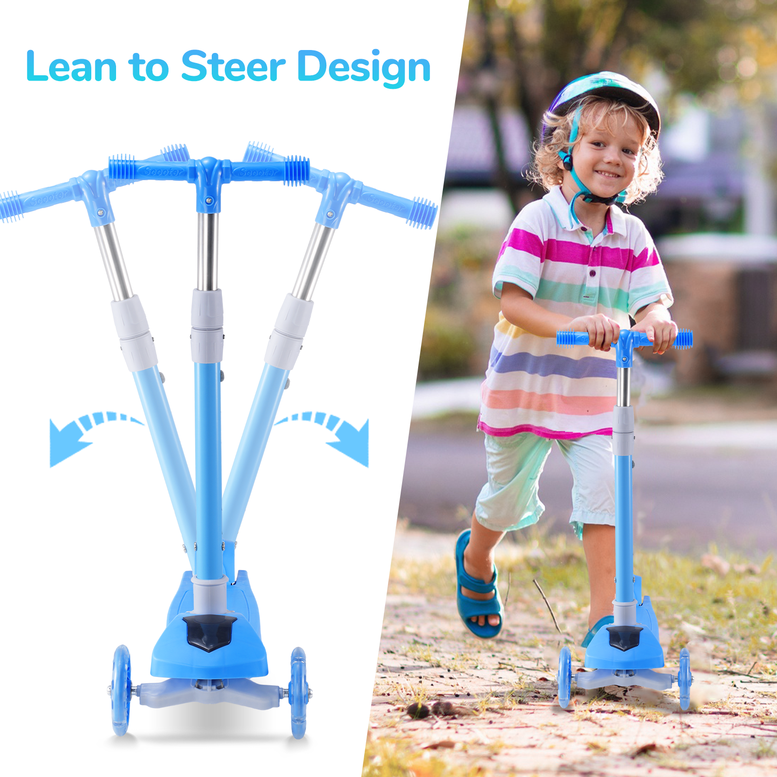 T1 3-Wheel Kids Scooter with LED Light-Up Wheels