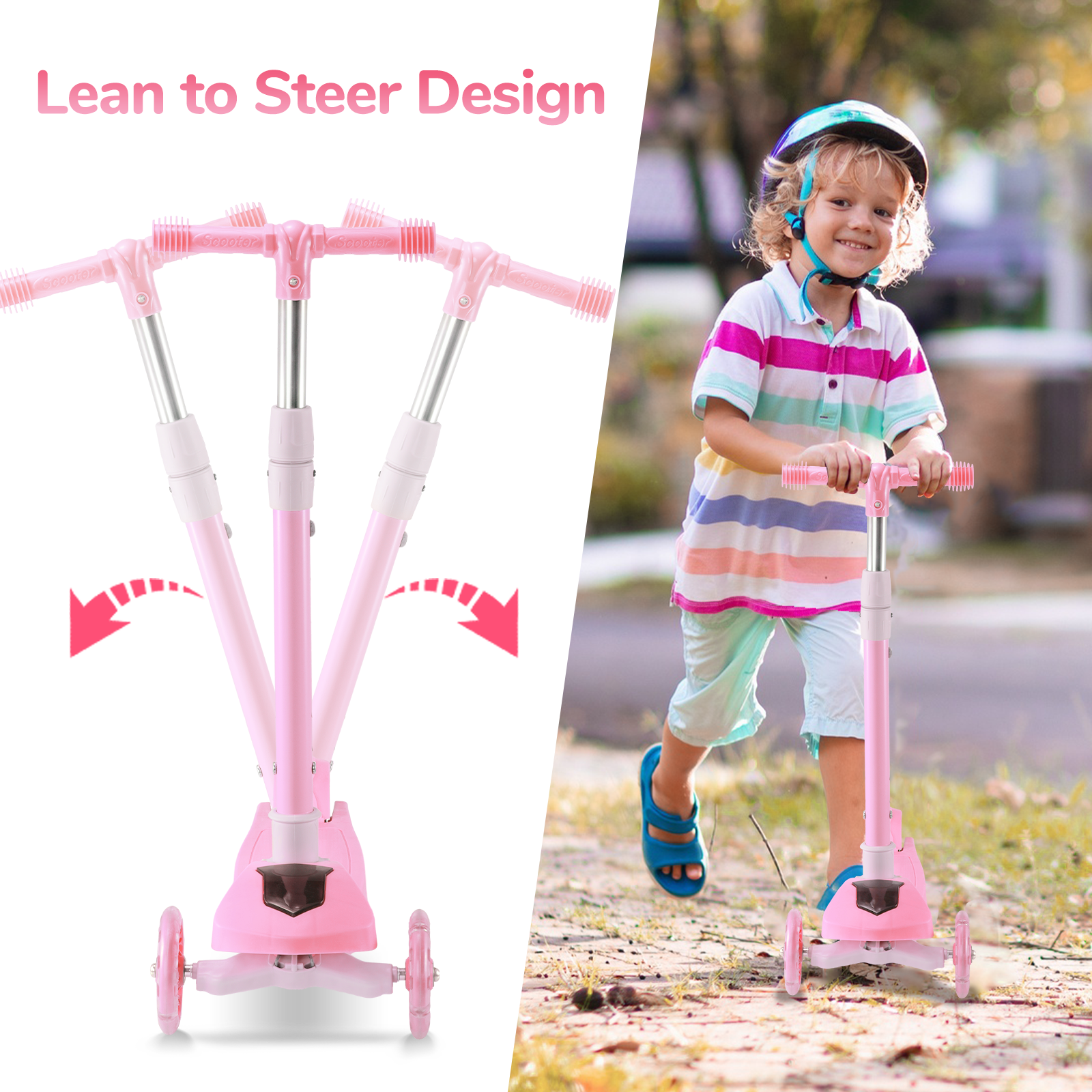 T1 3-Wheel Kids Scooter with LED Light-Up Wheels