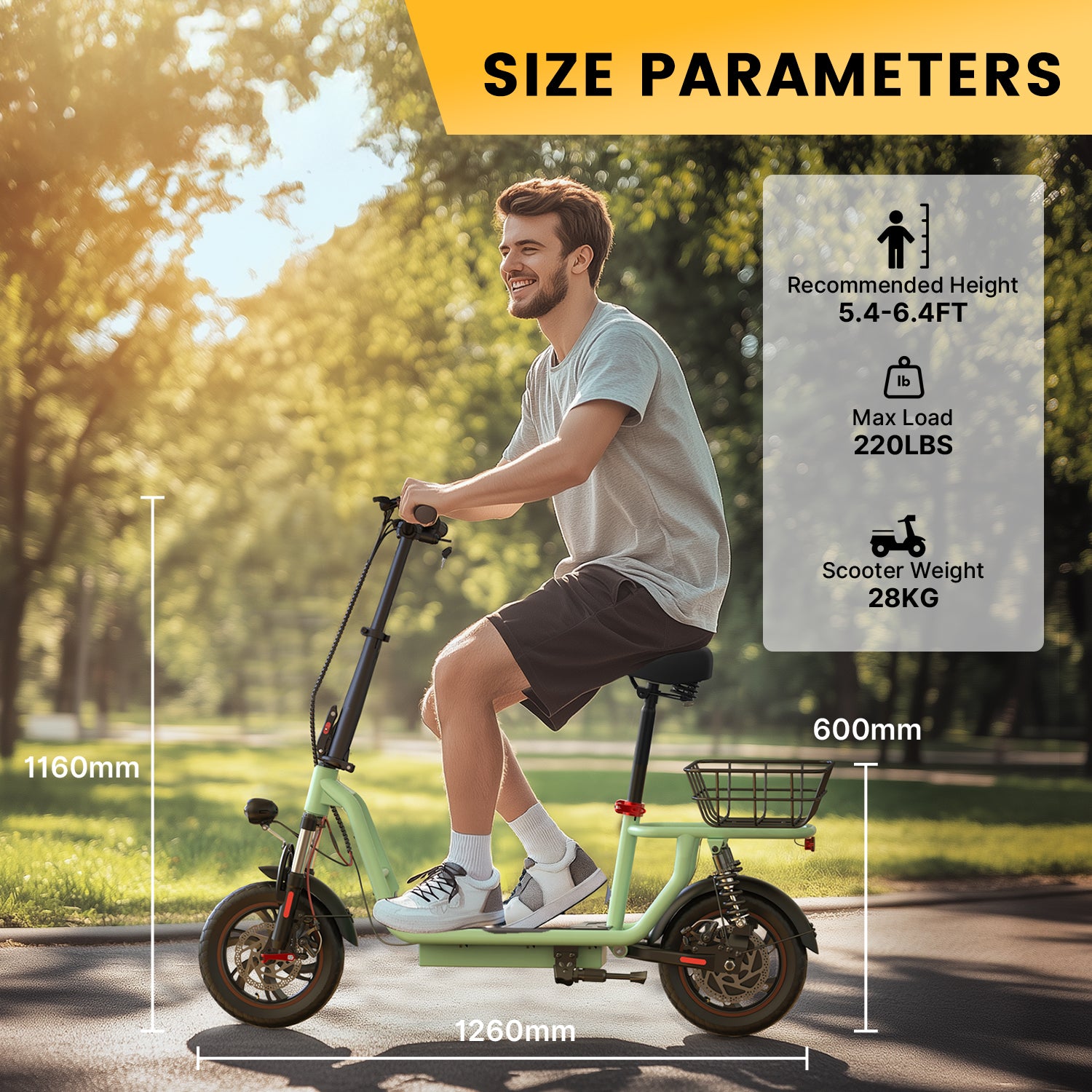 iScooter i12 500W Electric Scooter With Seat & Carry Basket