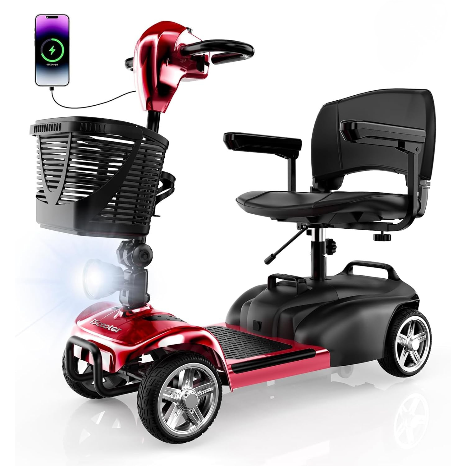 iScooter X02 4 Wheel Mobility Scooter with LED Headlight