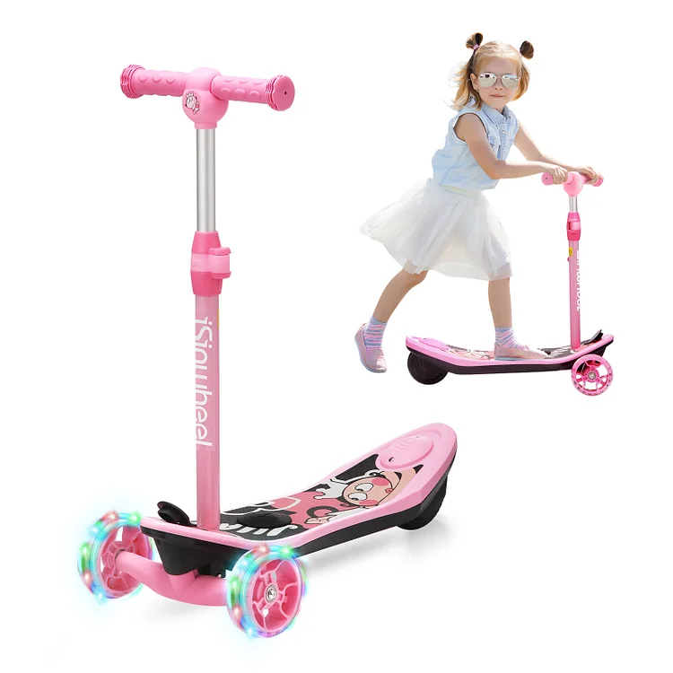 3-Wheel Mini 2in1 Kids Electric Scooter Height Adjustable Foldable Lean to Steer Kick Scooter for 3-12 Boys Girls