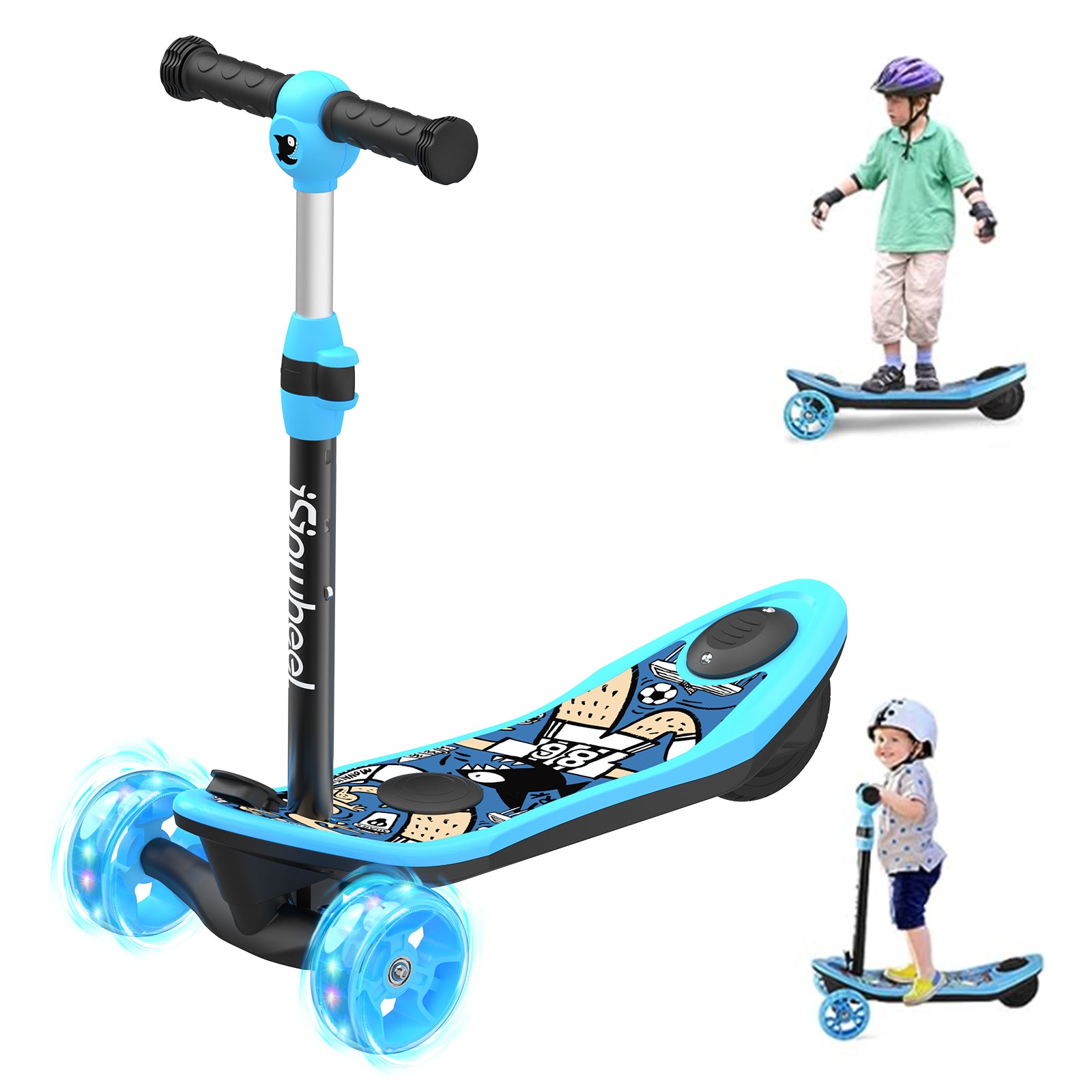 3-Wheel Mini 2in1 Kids Electric Scooter for 3-12 Boys Girls