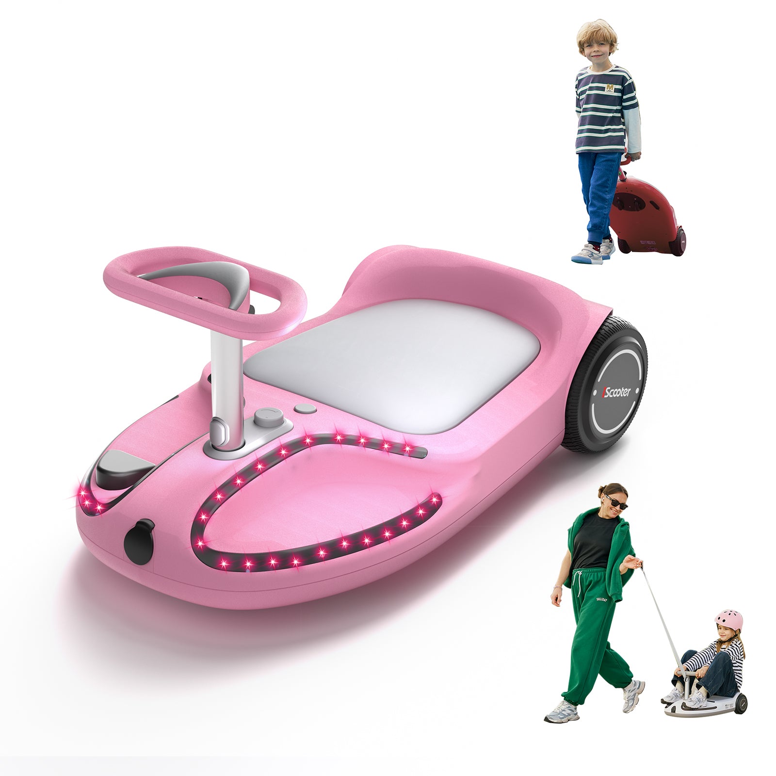 iScooter TC3 Electric Wiggle Car 4 in 1 Ride on Toy 3 Speed Modes For Ages 3+ with Lithium Rechargeable Battery＆Pull Rope