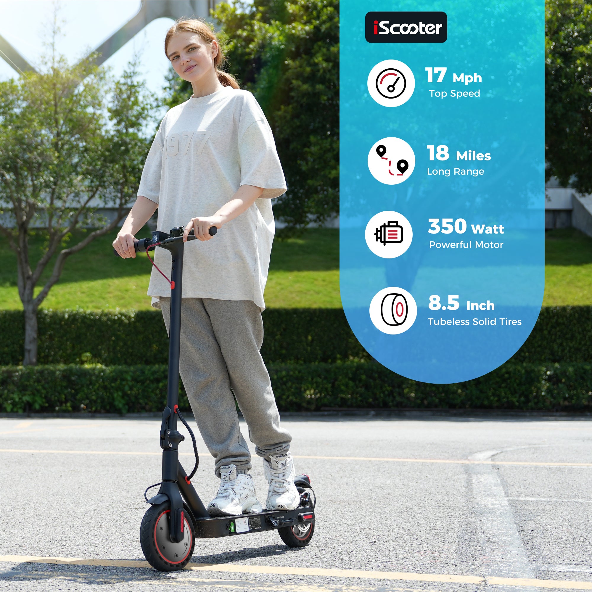 iScooter i9 Electric Scooter For Commuting, 350W 18Miles