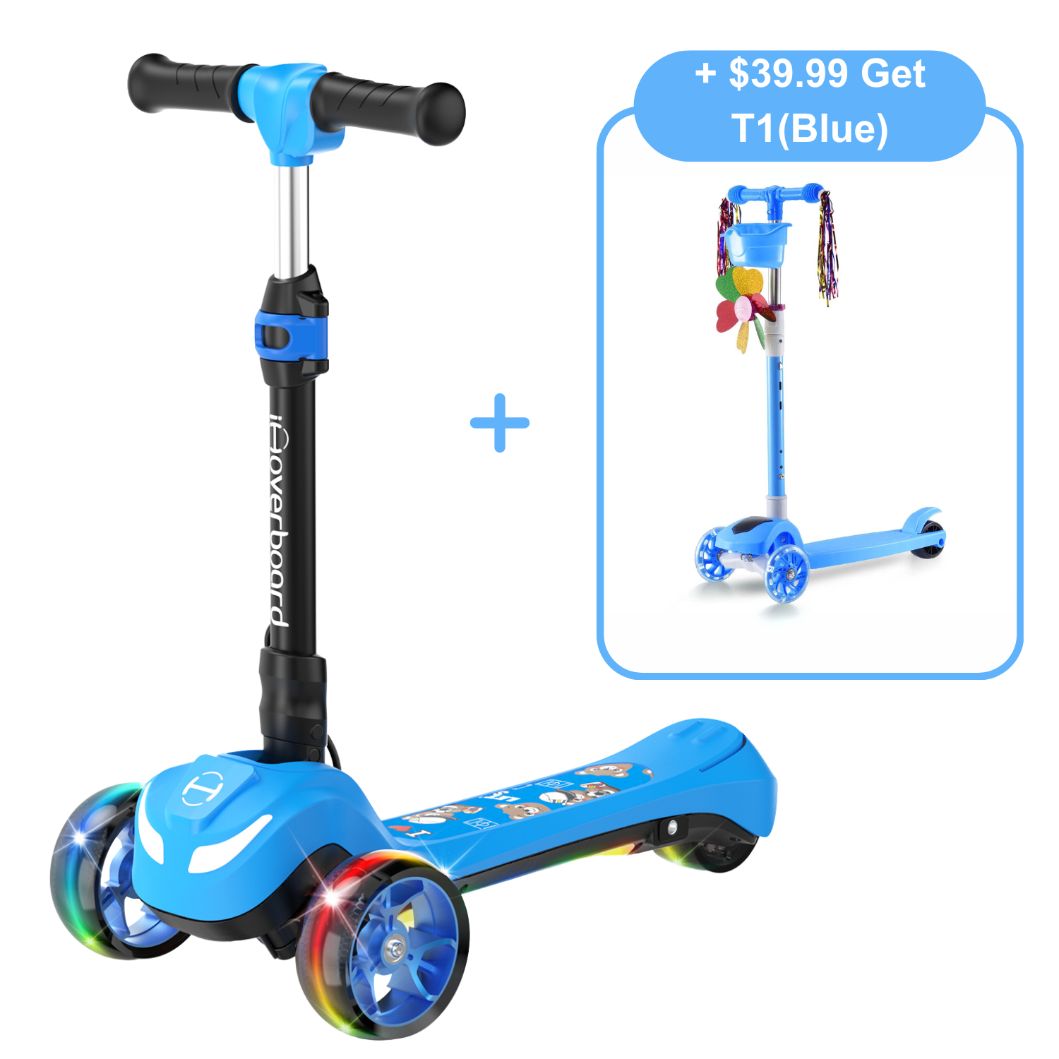 B1 3-Wheel Folding Kids Scooter LED Lighted PU Wheels