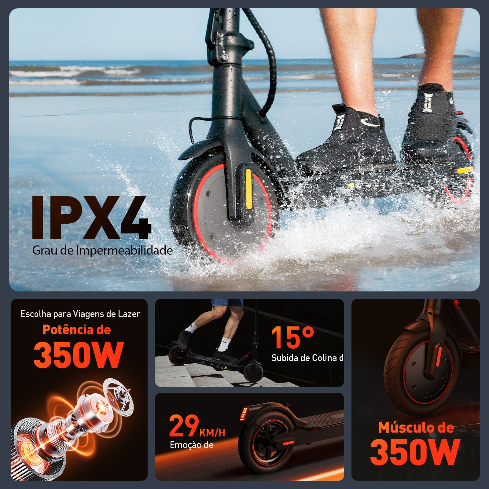 X3 Scooter elétrica para adultos, motor de 350 W, 30 km/h