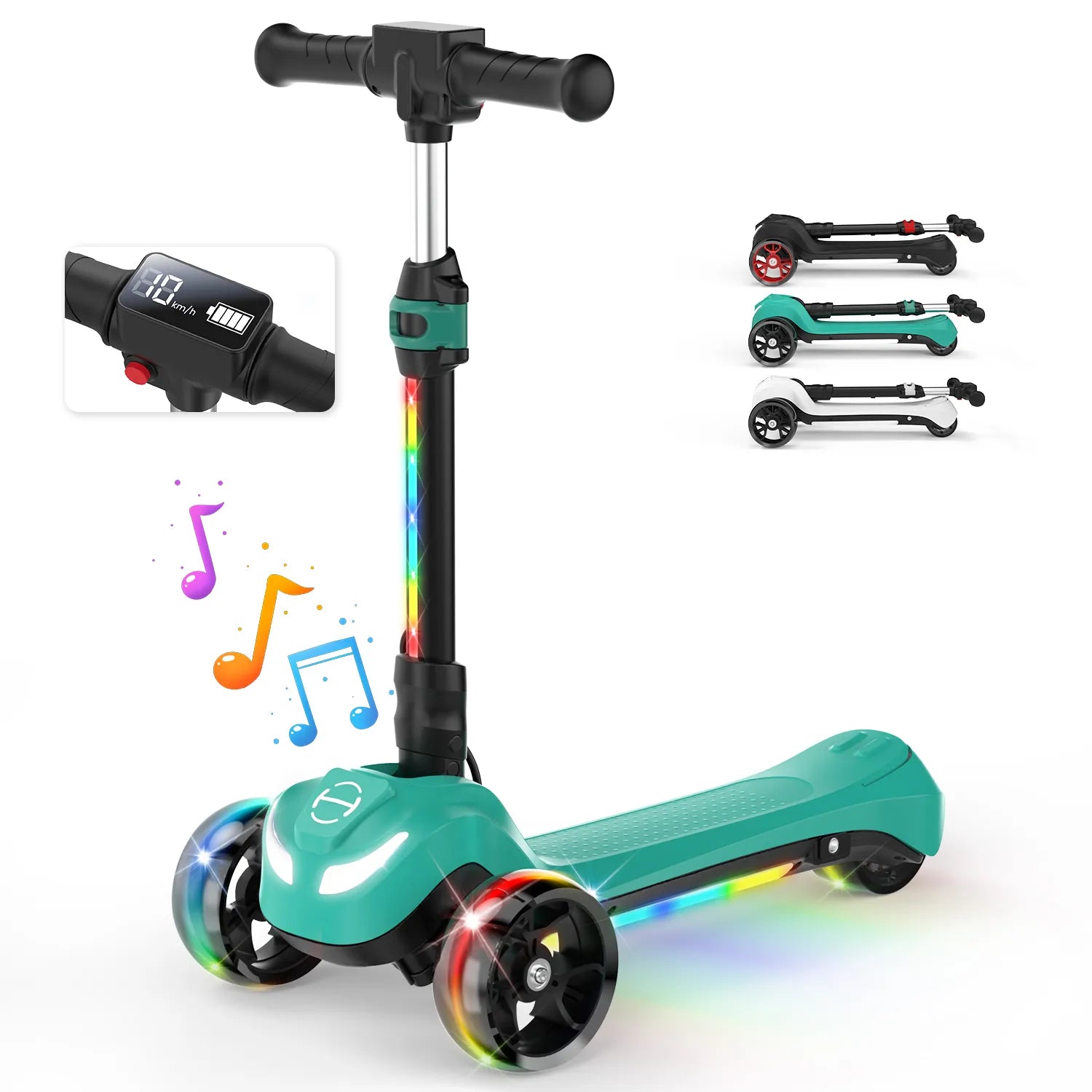 B2 Light Up 3-Wheels Scooter with Bluetooth Control  for Age 3-8