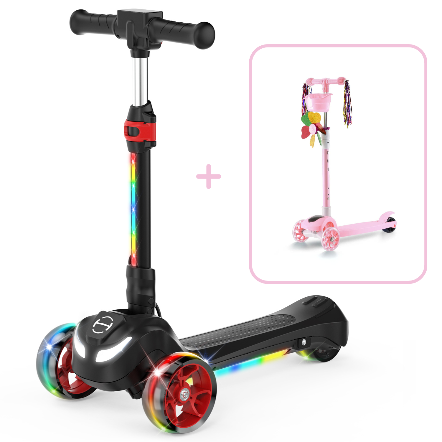 B2 Light Up 3-Wheels Scooter with Bluetooth Control  for Age 3-8