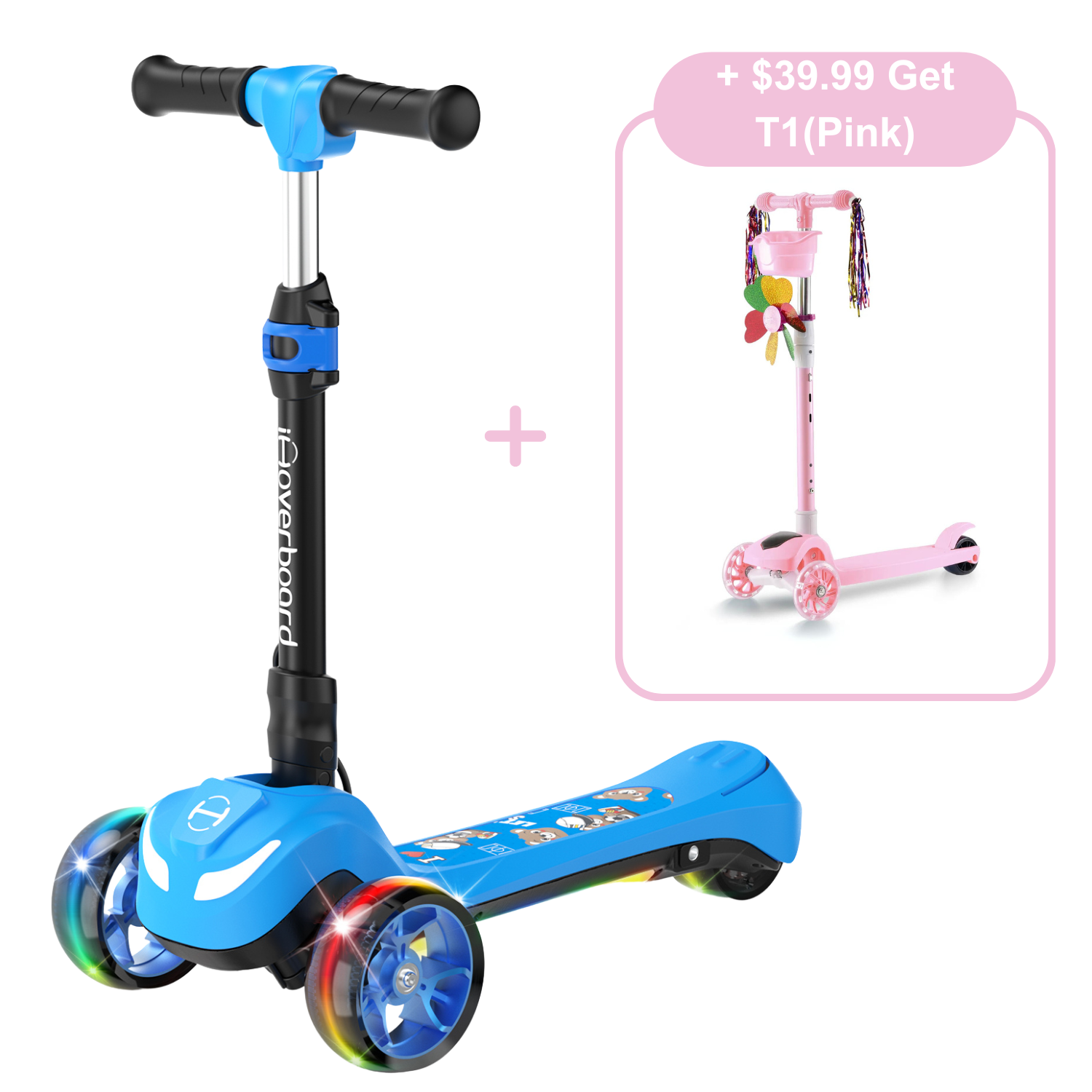 B1 3-Wheel Folding Kids Scooter LED Lighted PU Wheels