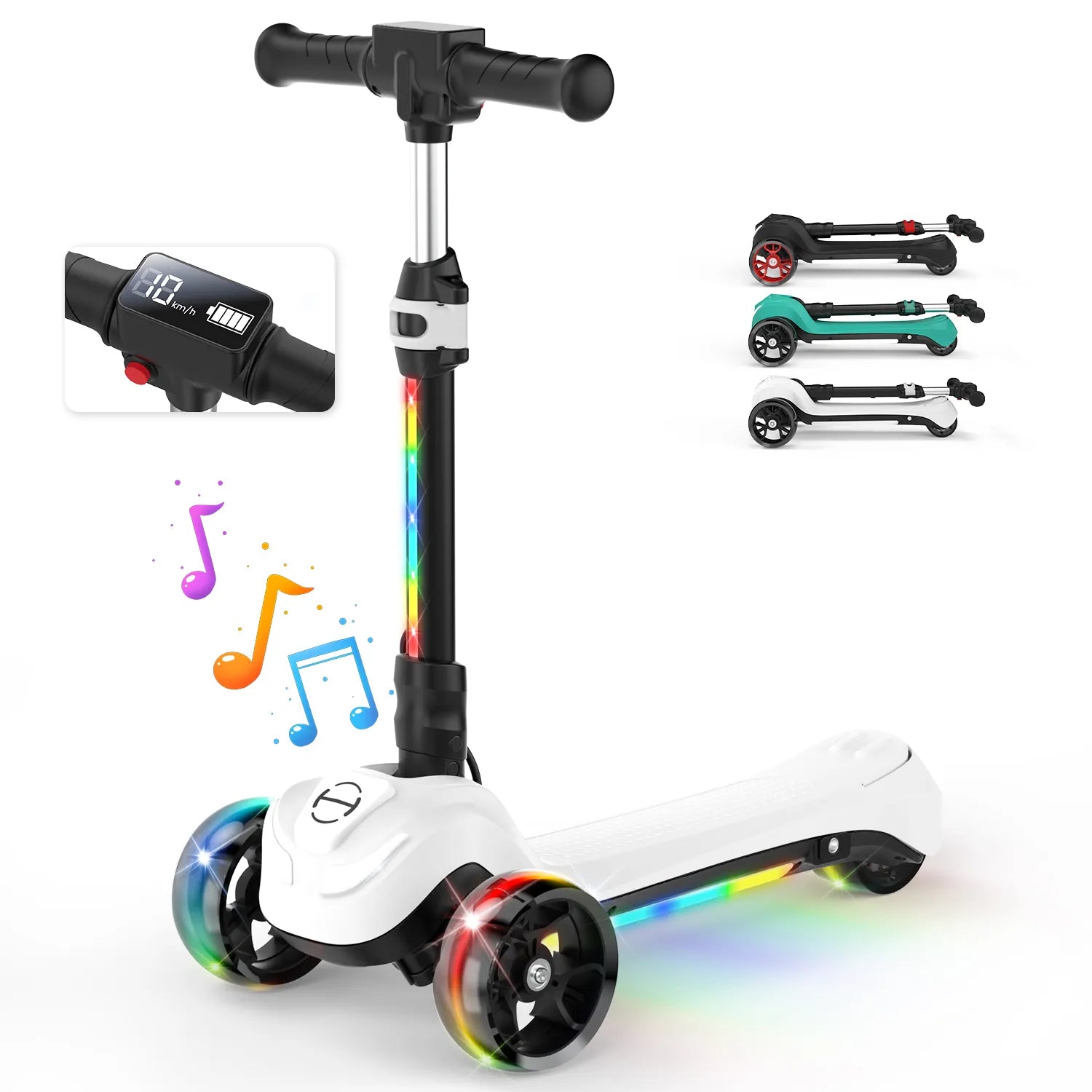 B2 Light Up 3-Wheels Scooter with Bluetooth Control  for Age 3-8