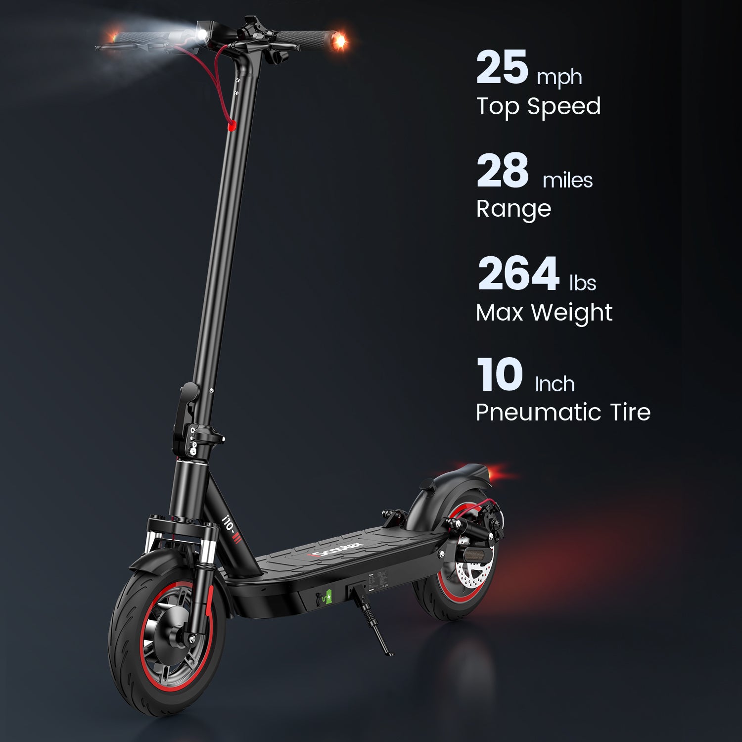 iScooter i10 Commuter Electric Scooter for Adult, 650W, 25MPH