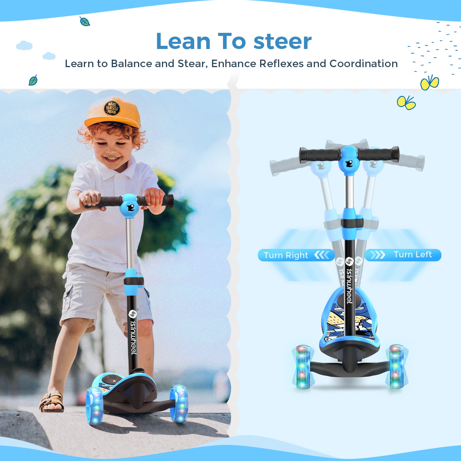 Kids Skateboards and Scooter Beginner Hybrid Blue Scooty for Kids 2 Year  Old Up