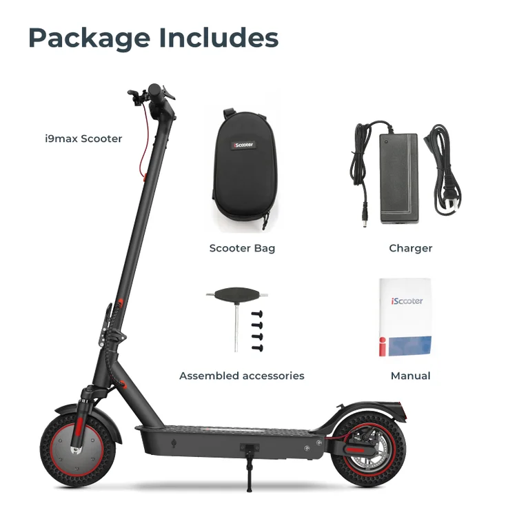 iScooter® Outstanding i9Max Electric Scooter for Adults,500W,20Miles,with Front and Rear Double Shock Absorption