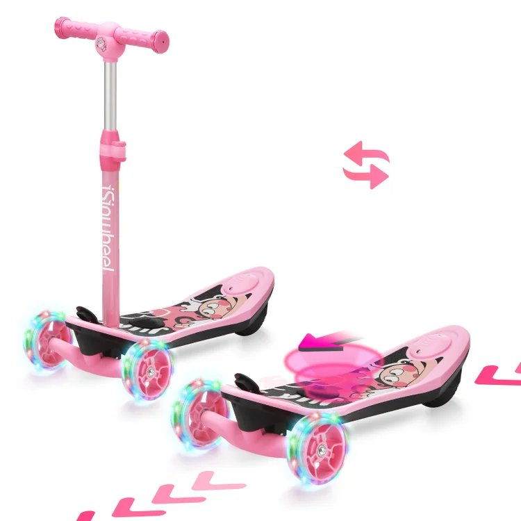 3-Wheel Mini 2in1 Kids Electric Scooter Height Adjustable Foldable Lean to Steer Kick Scooter for 3-12 Boys Girls