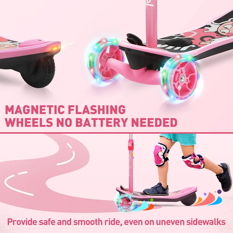 iScooter 3-Wheel Mini 2in1 Kids Electric Scooter Height Adjustable Foldable Lean to Steer Kick Scooter for 3-12 Boys Girls